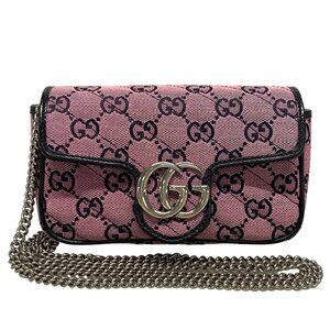 Authentic GUCCI GG Marmont Jacquard Leather Shoulder Bag bran782-110825